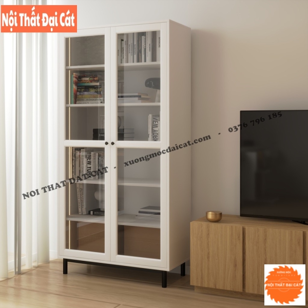 Tủ đựng sách gỗ cánh kính KS212