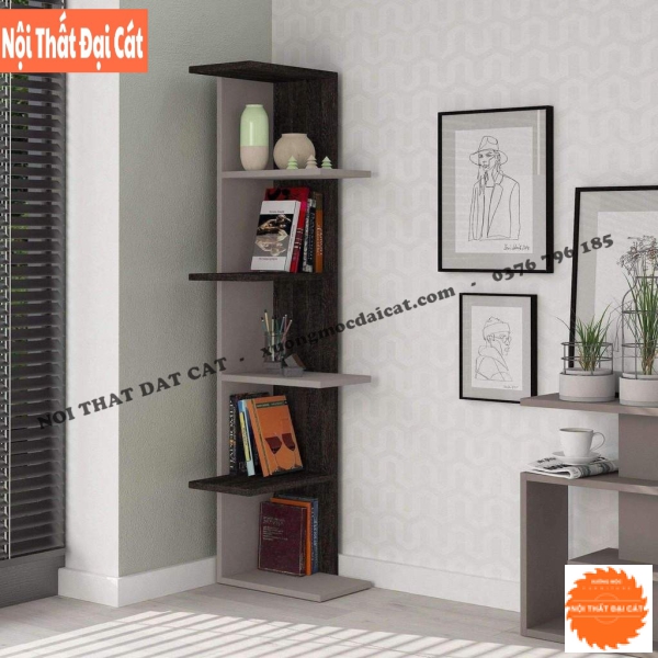 Kệ trang trí thiết kế ở góc tường KTT137