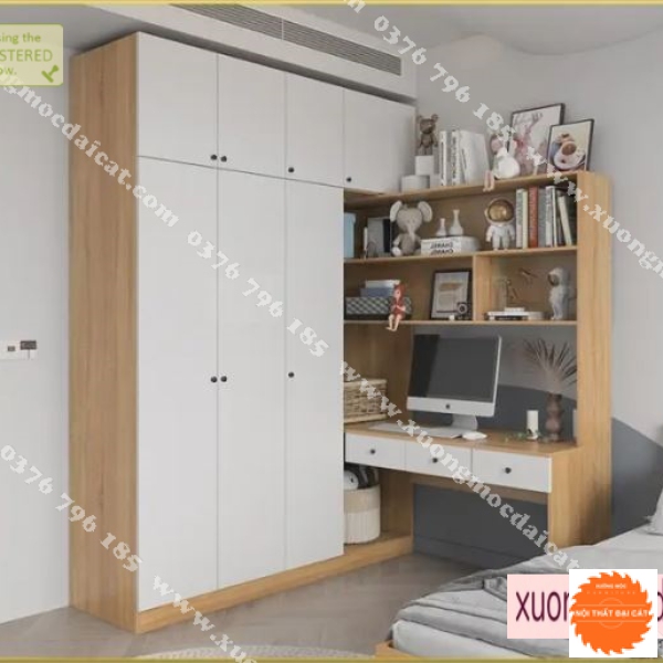 Tủ áo quần kết hợp bàn học kệ sách TA218