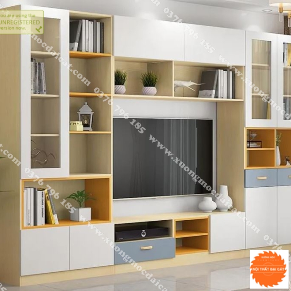 Kệ tivi thiết kế kết hợp kệ trang trí KTV046