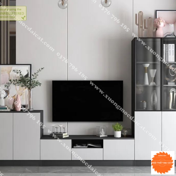 Kệ tivi lộng kính kết hợp tủ để đồ KTV045                                                                                                                                                                                                                  