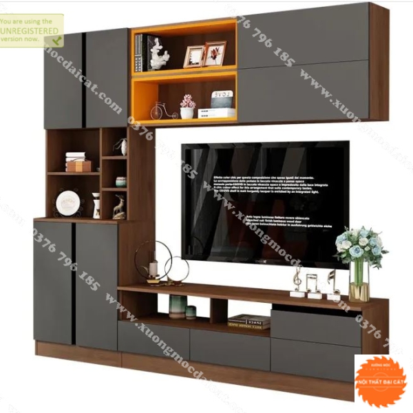 Kệ tivi gỗ công nghiệp màu đen xám đẹp KTV043