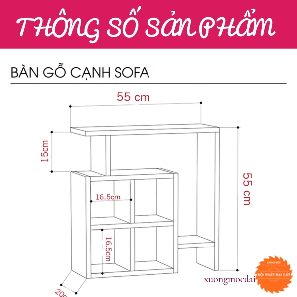 Bàn gỗ cạnh sofa tiện dụng BGS016