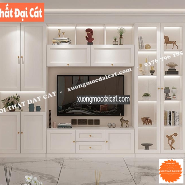Kệ tivi kết hợp tủ trang trí lộng kính KTV066