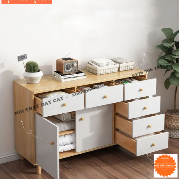 Tủ đựng đồ dáng thấp bằng gỗ TĐ095
