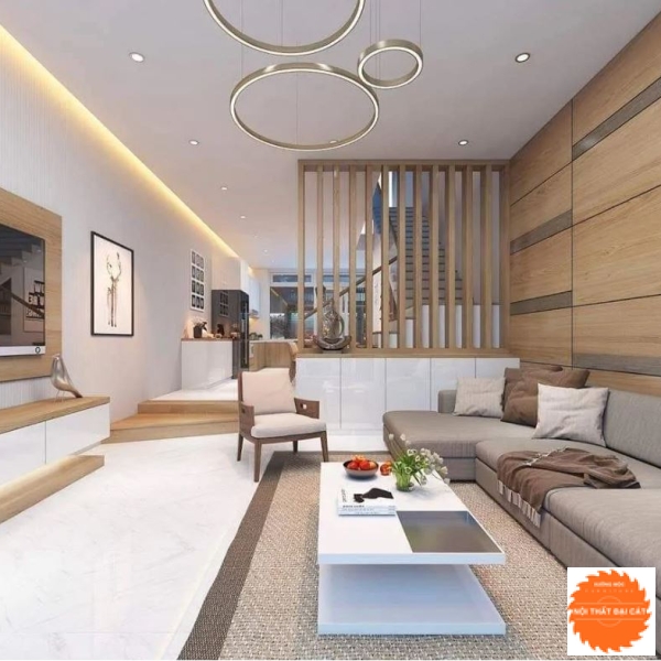 Vách ngăn phòng khách gỗ VN054