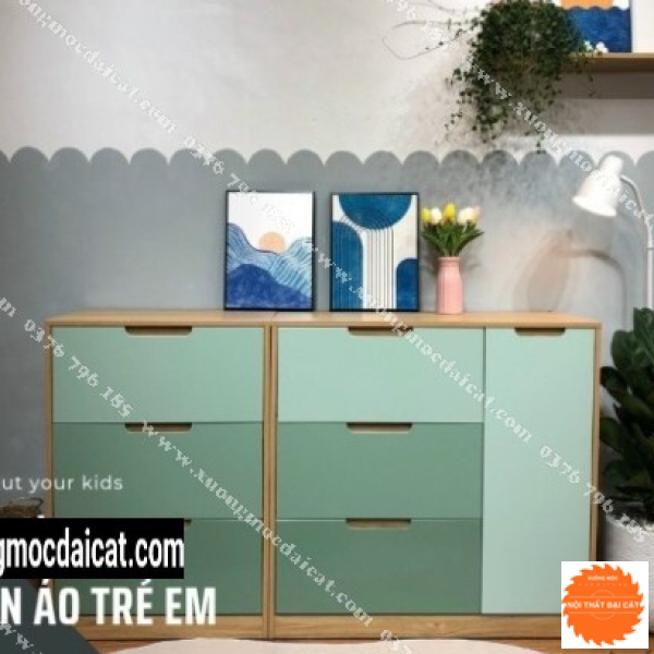 Tủ áo quần đẹp thết kế tone xanh lá đơn giản 