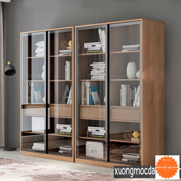 Tủ hồ sơ thiết kế gỗ cánh kính THS011