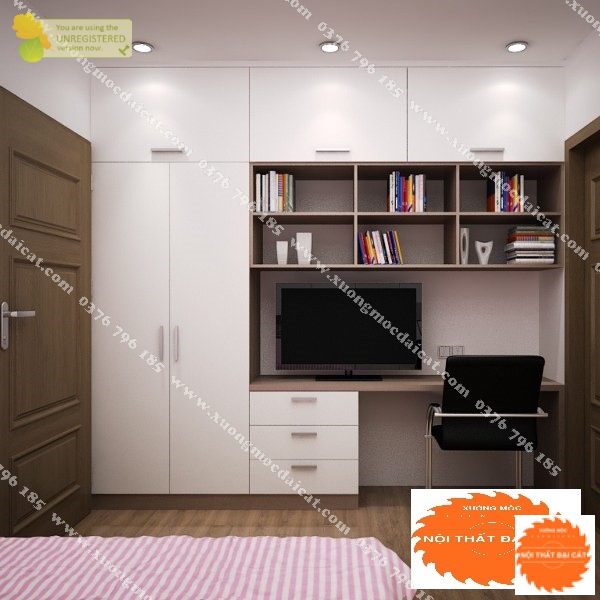Tủ áo quần kết hợp bàn làm việc TA228