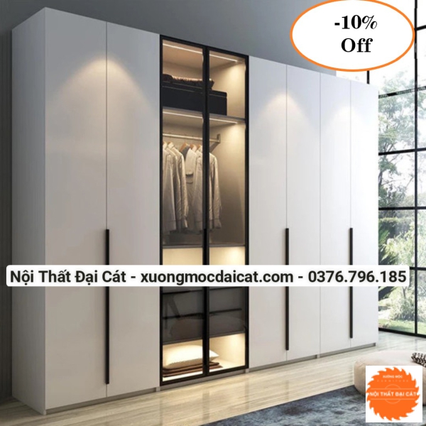 Tủ áo quần gỗ lộng kính MS22207