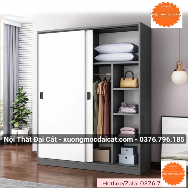 Tủ áo quần cửa lùa xám chì MS22211