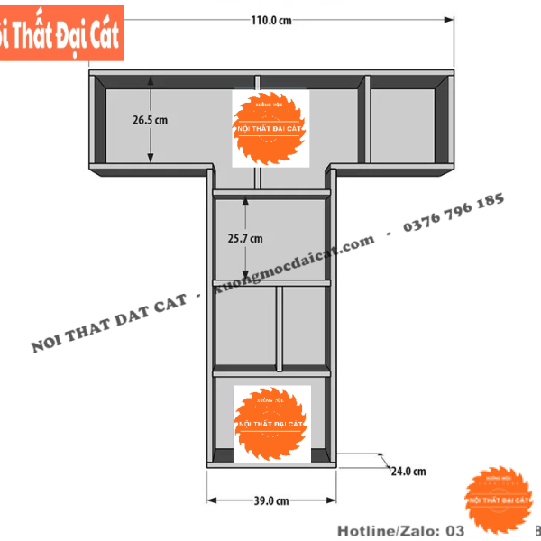 Kệ sách treo tường hình chữ T KS147
