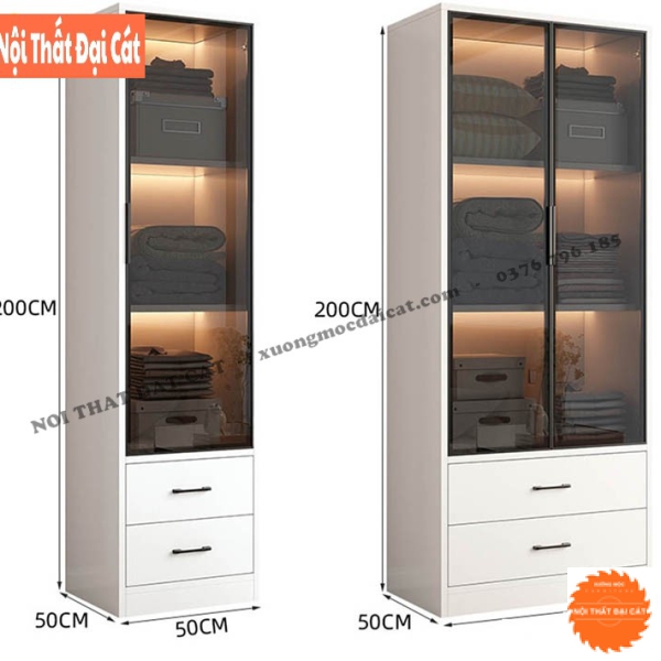 Tủ áo quần cánh kính nhỏ gọn TA483
