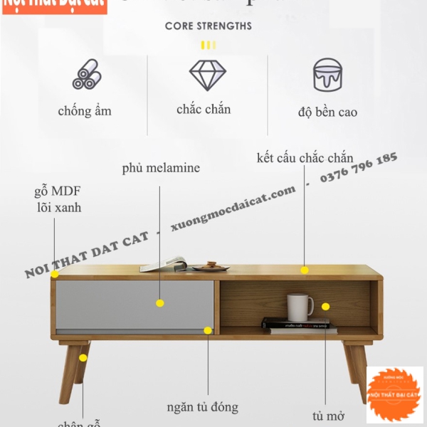 Bàn trà đơn giản bằng gỗ BS086