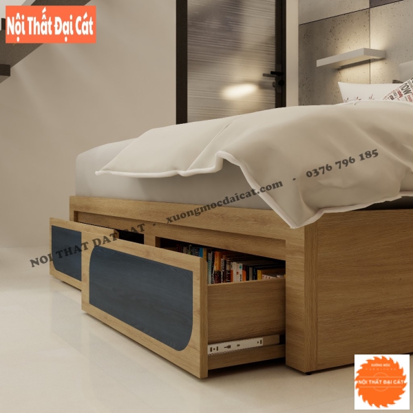 Giường ngủ không đầu giường 2 hộc kéo G130