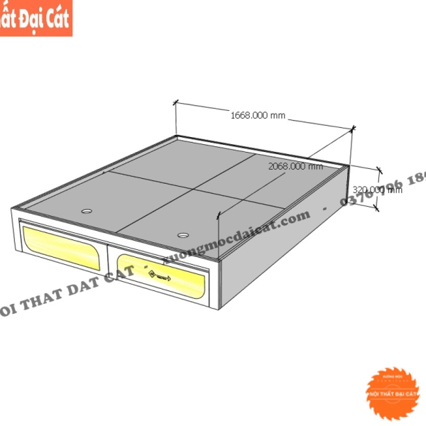 Giường ngủ không đầu giường 2 hộc kéo G130