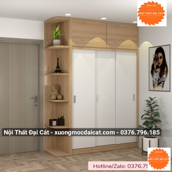 Tủ áo quần cửa lùa kèm kệ MS22213
