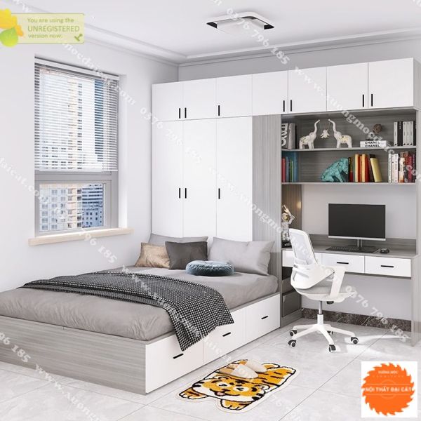 Tủ áo quần kết hợp bàn học MS22172