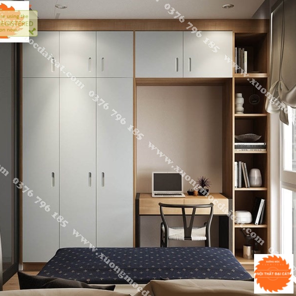 Tủ áo quần kết hợp bàn học MS22174
