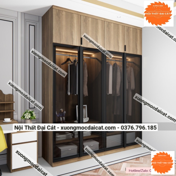 Tủ áo quần 4 cánh kính MS22218