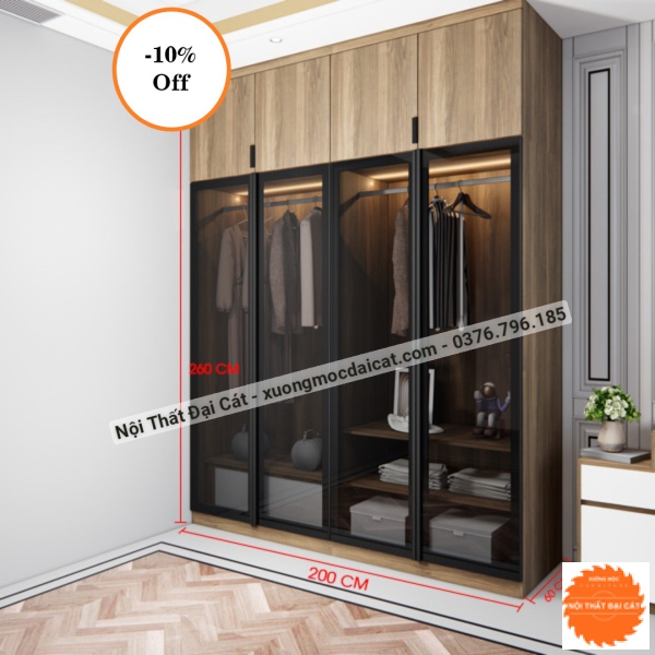 Tủ áo quần 4 cánh kính MS22218