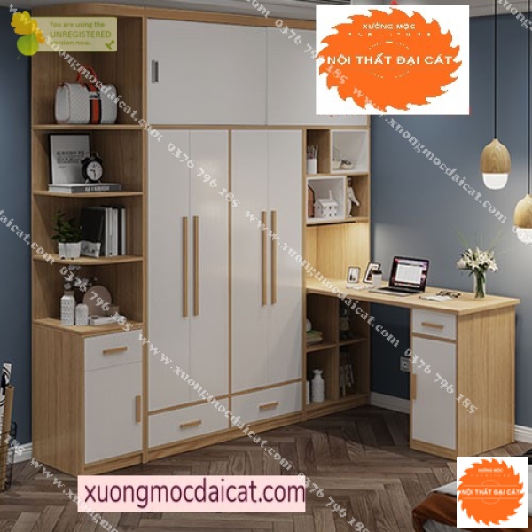 Tủ áo quần kết hợp bàn học MS22176