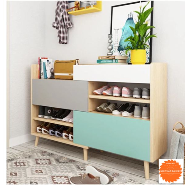 Tủ giày 2 màu xen kẽ hiện đại TG078