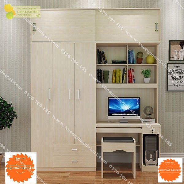 Tủ áo quần kết hợp bàn học MS22177
