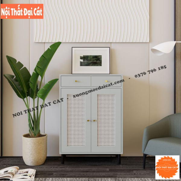 Tủ gỗ mây 2 cánh đựng đồ TGM008