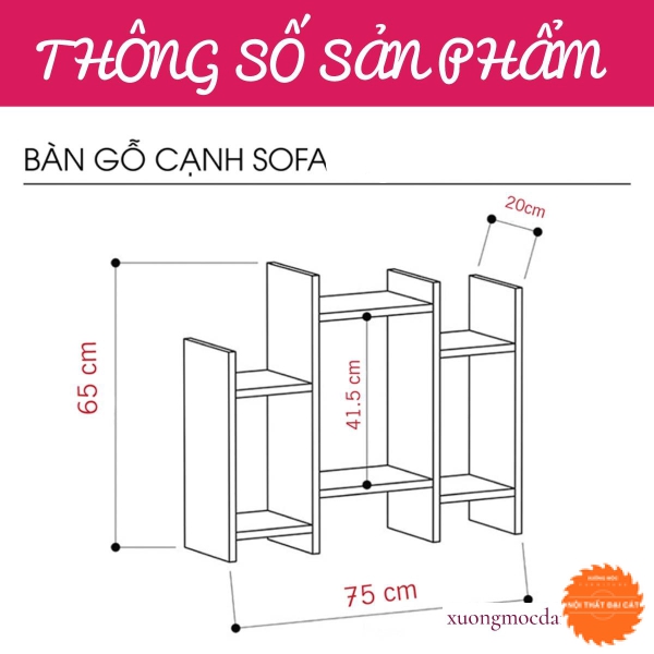Bàn gỗ cạnh sofa - kệ trang trí phòng khách BGS020