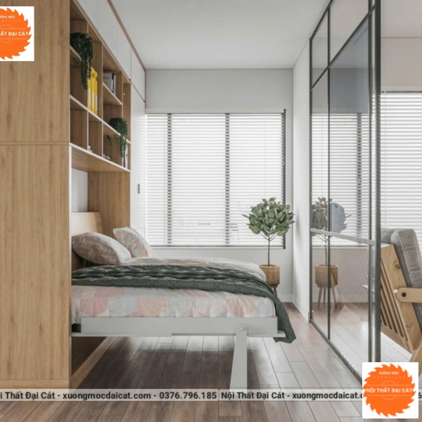 Giường gấp hiện đại thông minh kèm tủ GG014