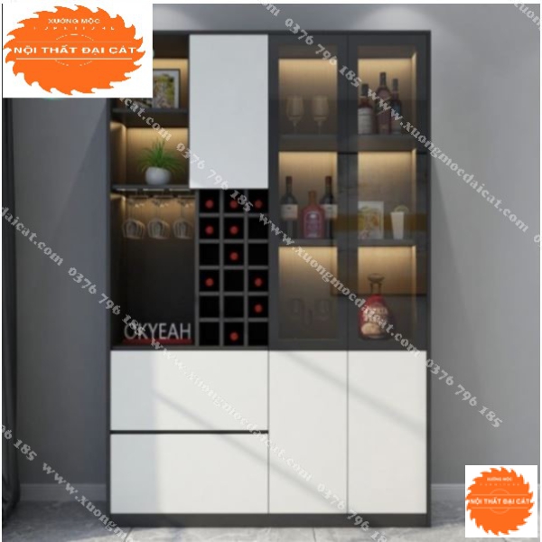 Tủ rượu thiết kế lộng kính đẹp TR045