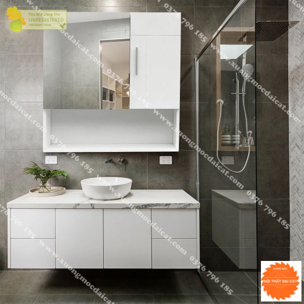 Tủ lavabo kèm tủ kính treo tường LVB027