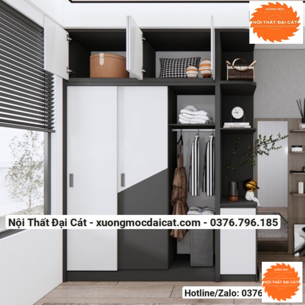 Tủ áo quần thiết kế 3 cánh lùa MS22228