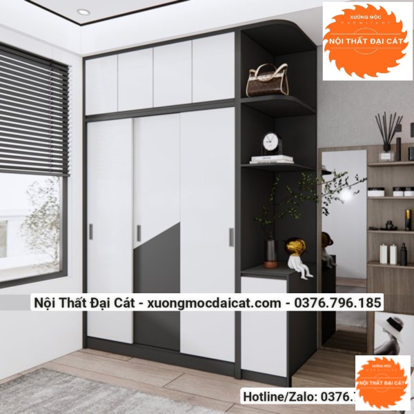 Tủ áo quần thiết kế 3 cánh lùa MS22228