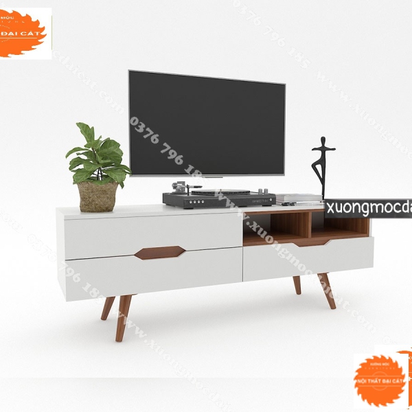 Kệ tivi chân gỗ 3 hộc kéo KTV281