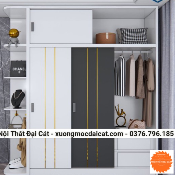 Tủ áo quần tone trắng cao cấp MS22230