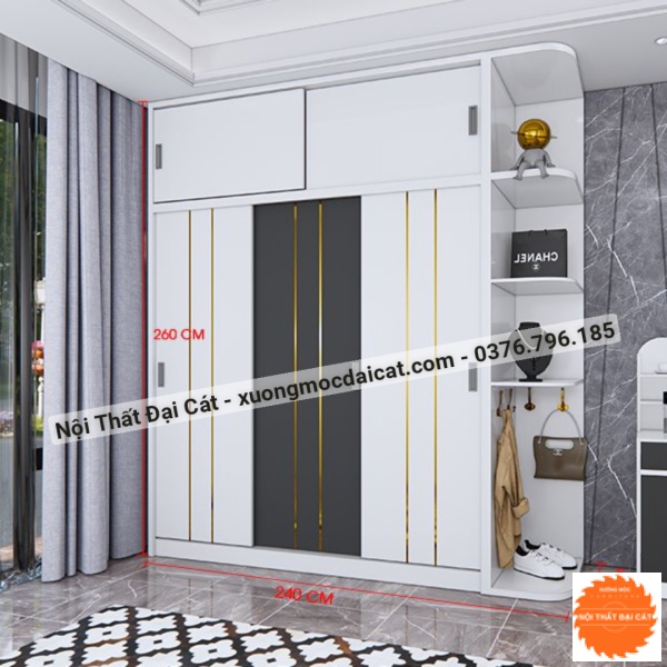 Tủ áo quần tone trắng cao cấp MS22230