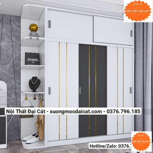 Tủ áo quần tone trắng cao cấp MS22230