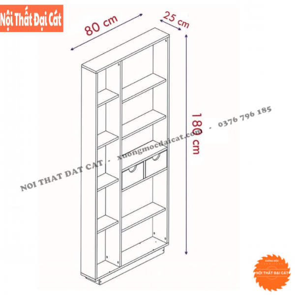 Tủ sách gỗ cho gia đình KS230
