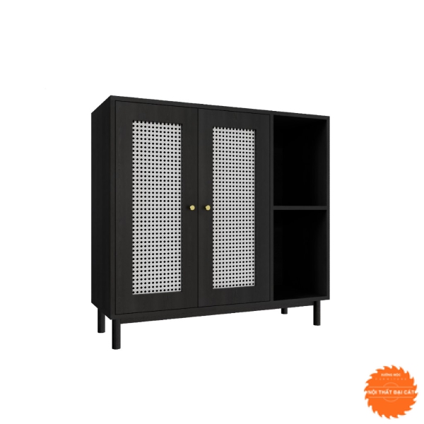 Tủ gỗ mây 3 cánh lưu trữ đồ, trang trí TGM009