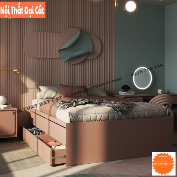 Giường ngủ thiết kế 4 hộc kéo G127