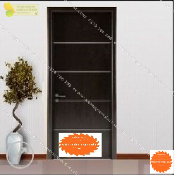 Cửa gỗ công nghiệp MDF màu xám đen 