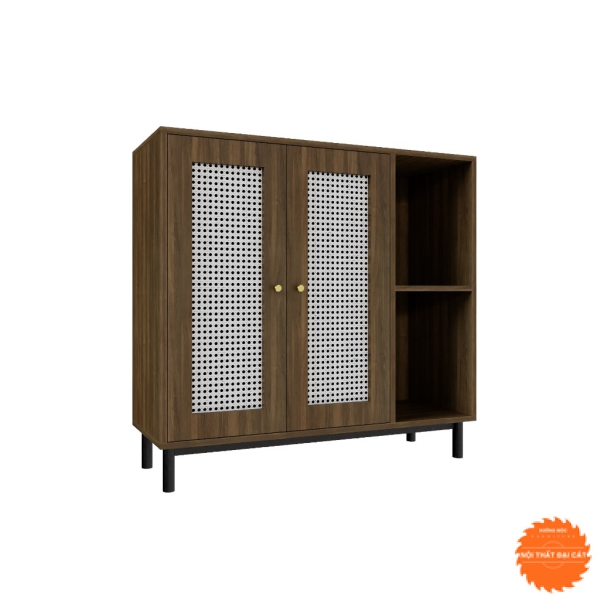 Tủ gỗ mây 3 cánh lưu trữ đồ, trang trí TGM009