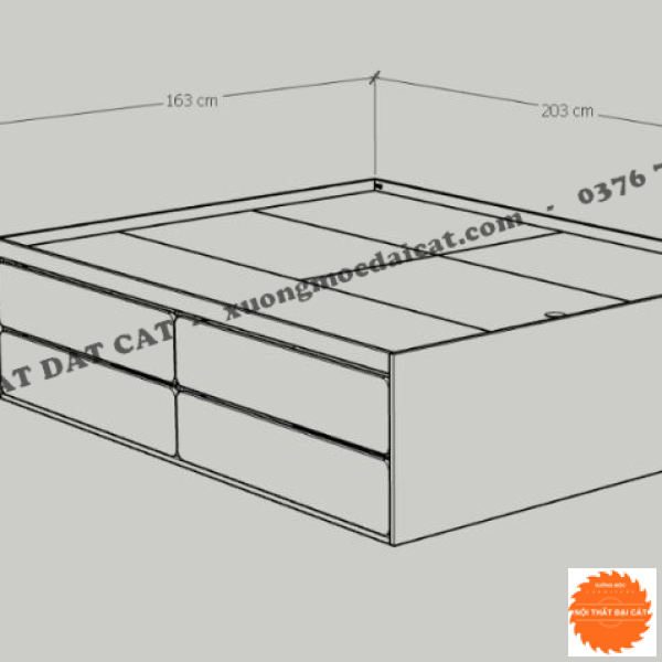 Giường ngủ thiết kế 4 hộc kéo G127