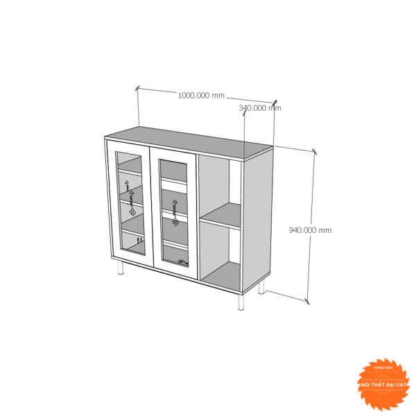 Tủ gỗ mây 3 cánh lưu trữ đồ, trang trí TGM009