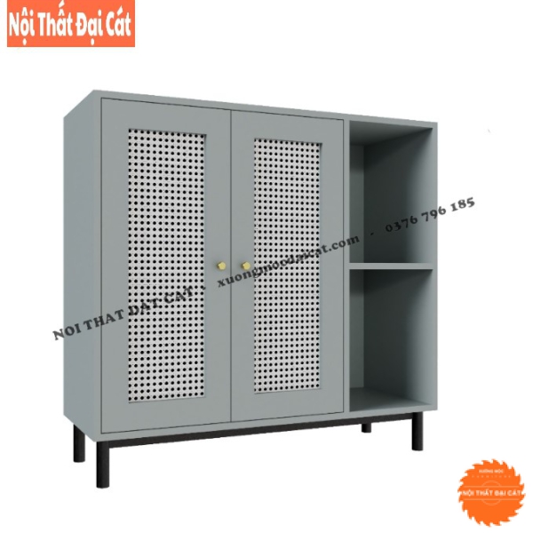 Tủ gỗ mây 3 cánh lưu trữ đồ, trang trí TGM009