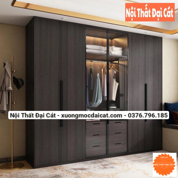 Tủ áo quần gỗ kết hợp kính MS22235