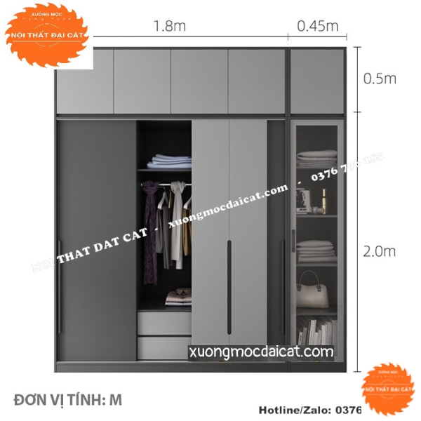 Tủ áo quần xám chì MS22272