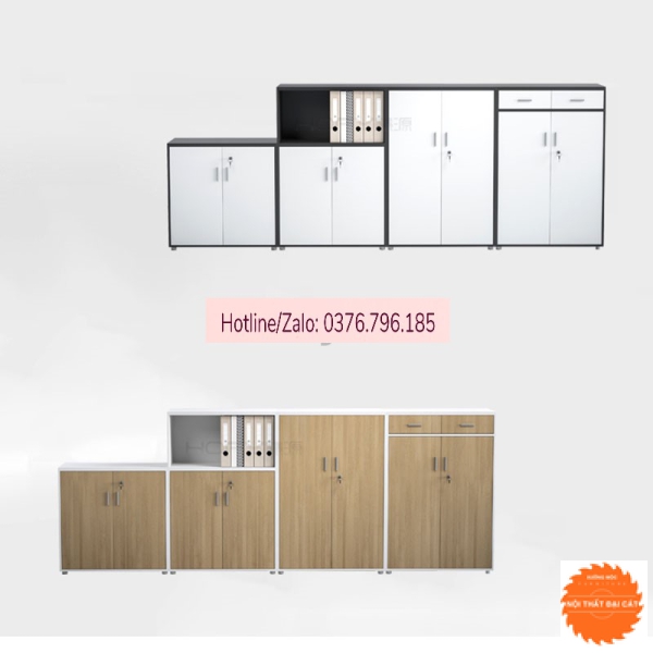 Tủ hồ sơ cánh trắng thân gỗ THST040